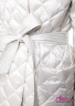 Пуховик-халат на скрытых кнопках элегантная модель с поясом  NAUMI 1103 Ivory - молочный