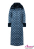 Пальто классического прямого силуэта украшено мехом кролика рекса, застежка на молнию, длина макси NAUMI 724 Petrol - Синий