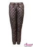Удобные пуховые брюки на резинке, силуэт каррот, лаковая ткань NAUMI 852 V Bronze - Бронза