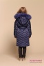 Пуховое пальто PRINCESS NAUMI PN17 232 02 BLUE - синий в ромбовидную стежку средней длины. Фото 6