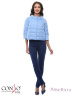 Модная куртка укороченного типа CONSO SS170108 - blue melange - синий меланж​ для прохладной погоды. Свободный силуэт со спущенным плечом и рукавами три четверти. Модель со свободным воротником-стойкой застегивается на потайные кнопки. Фото 1