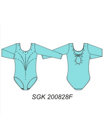 Спортивный купальник с рукавами три четверти, без юбки (голубой) SGK 200828 