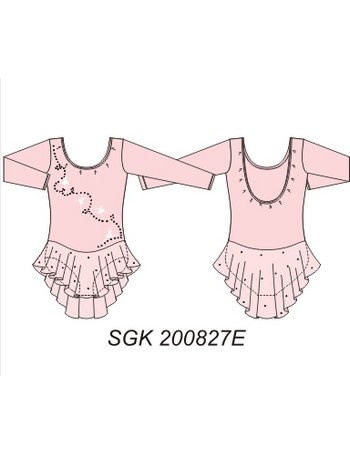 Купальник гимнастический с рукавами три четверти и юбочкой (светло-розовый) SGK 200827