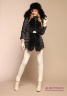 Пуховая куртка NAUMI N17 38 02 BLACK - черный​ приталенного силуэта, декорированная мехом енота. Ткань матовая тафета.​ Фото 1