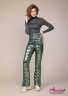 Зимние брюки с завышенной талией из зеркальной ткани, наполнитель натуральный пух  NAUM 851 Z Mirror-Green - Зеленый