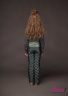 Пуховый горнолыжный костюм для девочек с натуральным мехом енота, из ткани с покрытием из особого полимера soft touch и брюками с завышенной талией  PRINCESS NAUMI 221 + 251 Emerald – Зеленый   