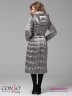 Эффектное приталенное пальто Conso WL 180518 - metal grey – мокрый асфальт длиной миди. Модель с воротником-стойкой и съемным капюшоном. Фото 4