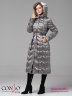 Эффектное приталенное пальто Conso WL 180518 - metal grey – мокрый асфальт длиной миди. Модель с воротником-стойкой и съемным капюшоном. Фото 3