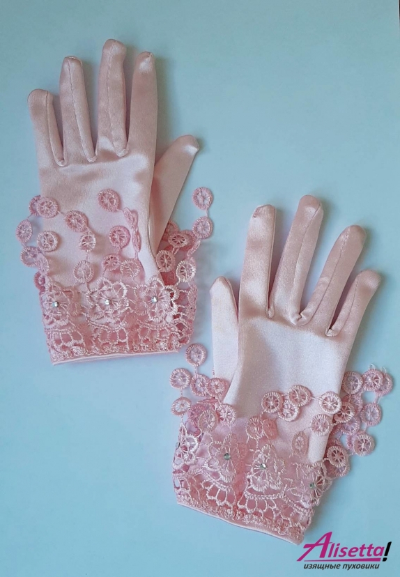 Перчатки с ажурным кружевом (розовые) PACG011317 