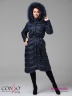 Эффектное пальто Conso WLF 180517 - space – графитово-синий приталенного силуэта длины миди. Модель с воротником-стойкой. Фото 1