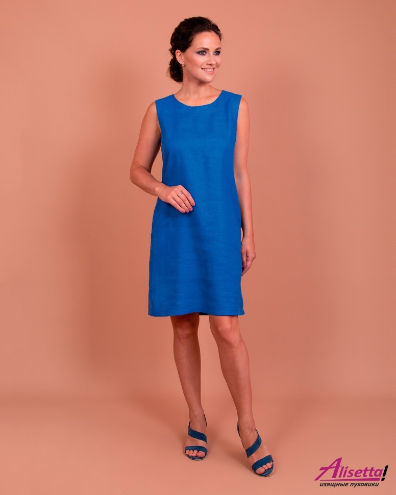 Льняное платье Jane Sarta 035 - темно-синий