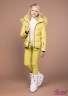 Детская пуховая куртка из лаковой ткани с меховыми наушниками на капюшоне и спинкой из жатой ткани с утеплителем Thinsulate PRINCESS NAUMI 288 X Lyme - Желтый